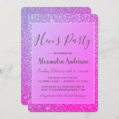 Paarse Sparkle Glitter Hen's Party Kaart (Voorkant / Achterkant)