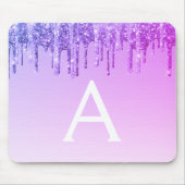 Paarse Sparkle Glitter Monogram Naam Mousepad Muismat (Voorkant)