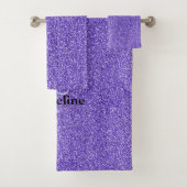 Paarse Sparkle Glitter Unicorn Name Bad Handdoek (Insitu)
