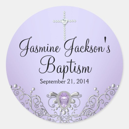 Paarse Sparkle Jewel Baptism Sticker (Voorkant)