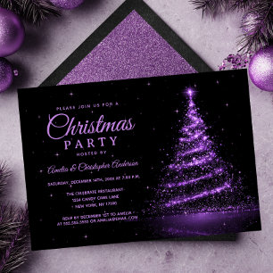 Paarse Sparkle Light Tree kerstfeest Kaart