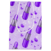 Paarse Sparkle Lipstick Lover Gift Bag Medium Cadeauzakje (Achterkant)
