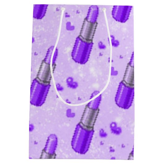 Paarse Sparkle Lipstick Lover Gift Bag Medium Cadeauzakje (Achterkant)