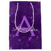 Paarse Sparkle Monogram - Jouw naam toevoegen Medium Cadeauzakje (Voorkant)