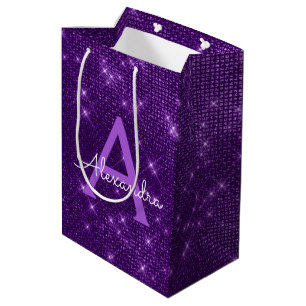 Paarse Sparkle Monogram - voeg Jouw naam toe Medium Cadeauzakje