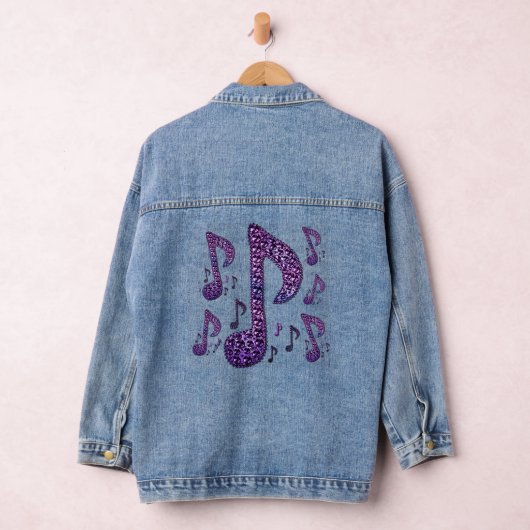 Paarse Sparkle Muzieknoten Denim Jacket (Hangar)
