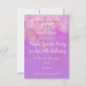 Paarse Sparkle Party Uitnodiging (Voorkant)