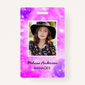 Paarse Sparkle Personeel Personeel Foto ID Badge (Voorkant)