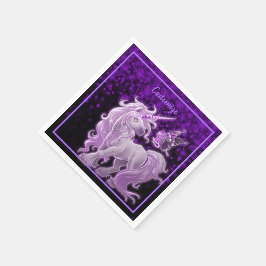 Paarse Sparkle roze Unicorn Servet (Hoek)