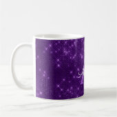 Paarse Sparkle Shimmer Monogram Naam en Initiaal Koffiemok (Links)