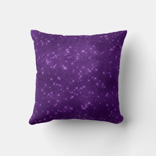 Paarse Sparkle Shimmer Monogram Naam en Initiaal Kussen (Achterkant)