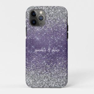 Paarse Sparkle Silver Glitter iPhone 11 Pro Hoesje