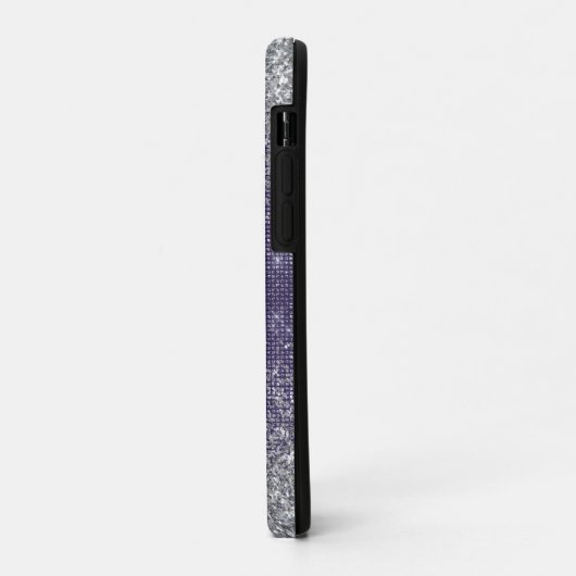 Paarse Sparkle Silver Glitter Case-Mate iPhone Case (Achterkant/links)