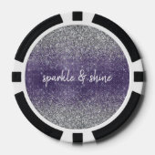 Paarse Sparkle Silver Glitter Poker Chips (Voorkant)