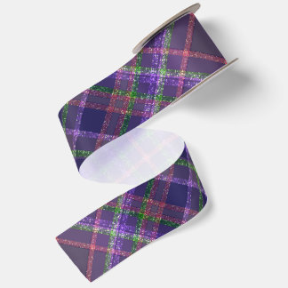 Paarse Sparkle Tartan Plaids Speciale Dag Lint