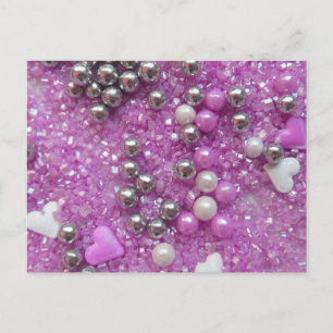Paarse Sparkles and Love Hearts Briefkaart