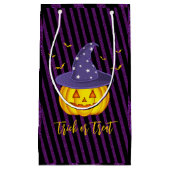 Paarse Sparkles & Black Stripes Halloween Pumpkin Klein Cadeauzakje (Voorkant)