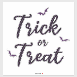 Paarse sparkles & zwarte stripes Trick or treat Sticker