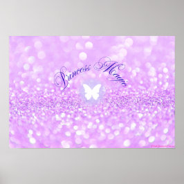 Paarse Sparkly Glitter Butterfly Princess Poster