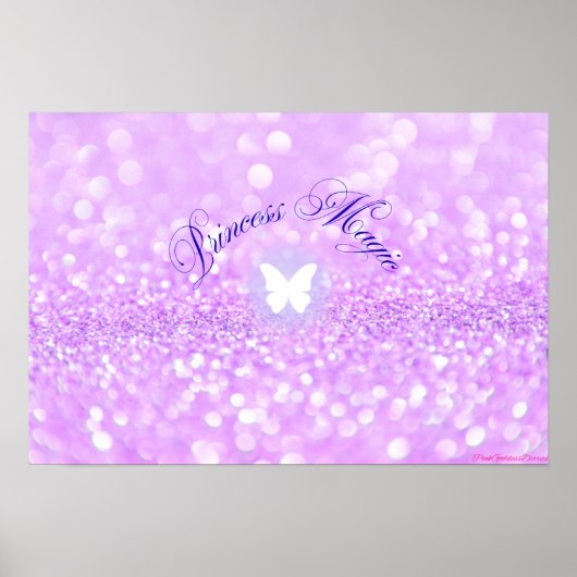 Paarse Sparkly Glitter Butterfly Princess Poster (Voorkant)