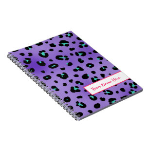 Paarse speciale laptop met Leopard Spiral Notitieboek