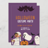 Paarse speelse Halloween kostuumfeest Kaart (Voorkant / Achterkant)