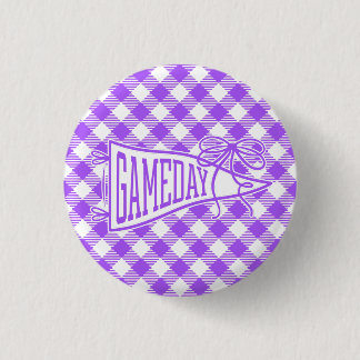Paarse spel dag geruite wimpel boog ronde button 3,2 cm