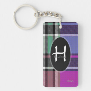 Paarse speldenmonogram Sleutelhanger - Acryl - HAM