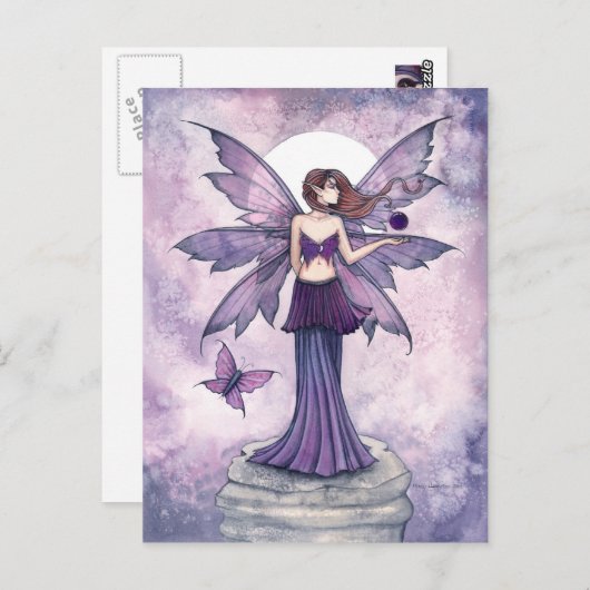 Paarse Sphere Fairy Briefkaart (Voorkant / Achterkant)