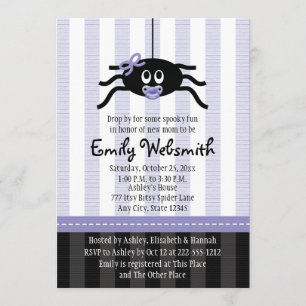 Paarse Spider Halloween Baby Shower Invitaties Kaart