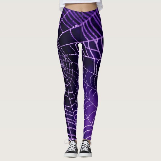 Paarse spinnenweb Leggings (Voorkant)
