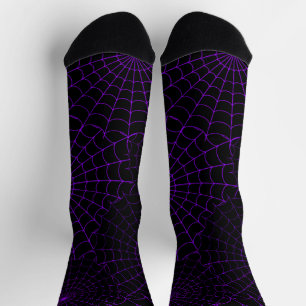 Paarse spinnenwebben Halloween Sokken