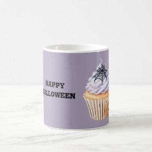 Paarse Spinneweb Cupcake Halloween Koffiemok