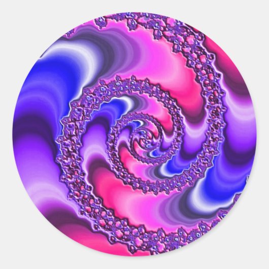 Paarse spiraal ronde sticker (Voorkant)