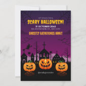 Paarse spookachtige Halloween Poster Kaart (Achterkant)