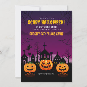 Paarse spookachtige Halloween Poster Kaart