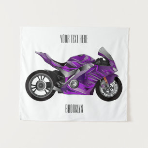 Paarse sportmotorfiets cartoon  wandkleed