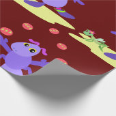 Paarse sprinkhaan jonglerend leuk schepsel cadeaupapier (Hoek)