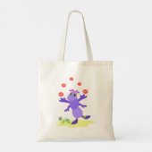 Paarse sprinkhaan jonglerend leuk schepsel tote bag (Achterkant)