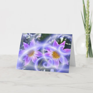 Paarse Sprookjesachtige Paden Dahlia Op Canvas En  Kaart