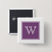 Paarse Square Monogram Button (Voorkant /achterkant)