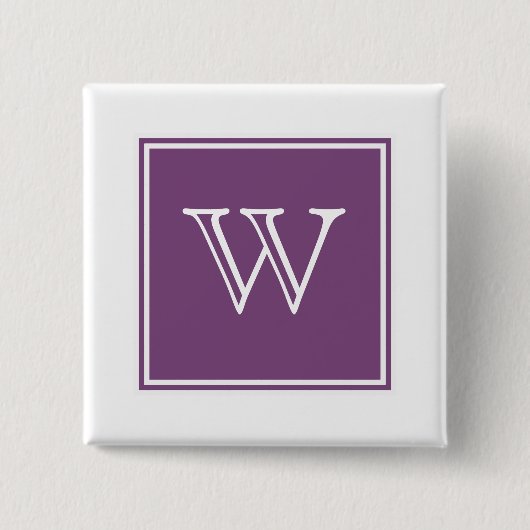 Paarse Square Monogram Button (Voorkant)