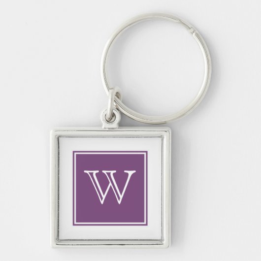 Paarse Square Monogram Premium Sleutelhanger (Voorkant)