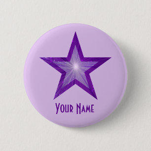 Paarse Star 'Jouw naam'-toets bleek paars Ronde Button 5,7 Cm