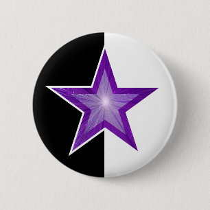 Paarse Star-knop zwart wit Ronde Button 5,7 Cm