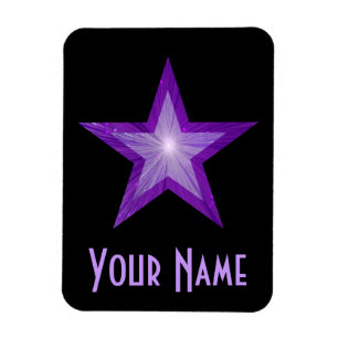 Paarse Star 'Name' flexibele magneet zwart