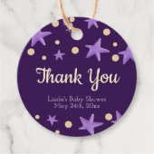 Paarse Star Patterned Bedankt Meisje Baby shower Bedankjes Labels (Voorkant)