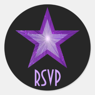 Paarse Star RSVP-ronde sticker zwart
