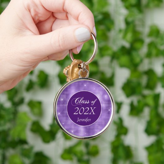 Paarse Star Shimmer Afstuderen Sleutelhanger (Hand)