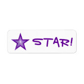 Paarse Star "STAR!"-label klein wit Etiket (Voorkant)